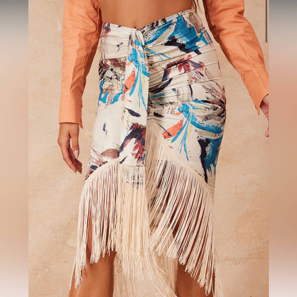 PrettyLittleThing Multicolor Fringe Midi Skirt